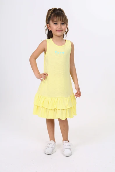 Toontoy Kız Çocuk Baskılı Elbise - 7