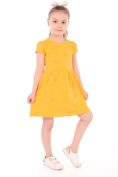 Toontoy Kız Çocuk Komple Kabartma Baskılı Elbise - 6