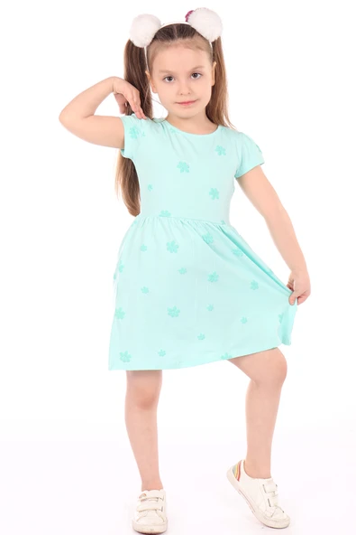 Toontoy Kız Çocuk Komple Kabartma Baskılı Elbise - 9