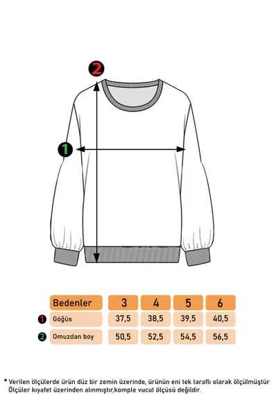 Toontoy Kız Çocuk Baskılı Balon Kol Sweatshirt - 2