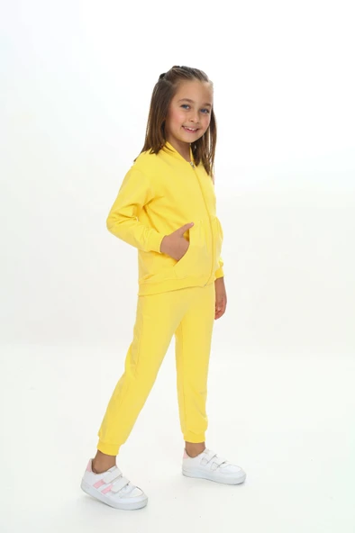 Toontoy Kız Çocuk Kanguru Cepli Göğsü Baskılı Eşofman Takım - 3