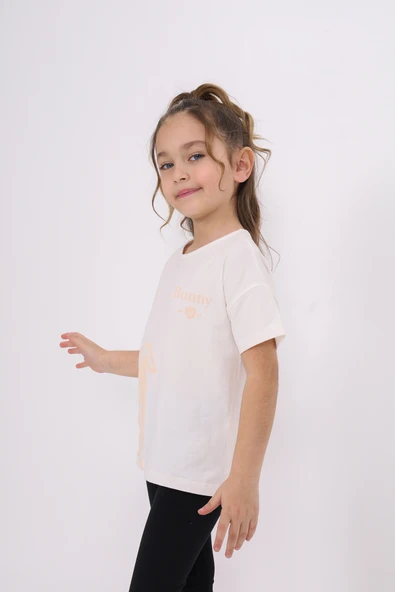Toontoy Kız Çocuk Bunny Baskılı Tişört - 11