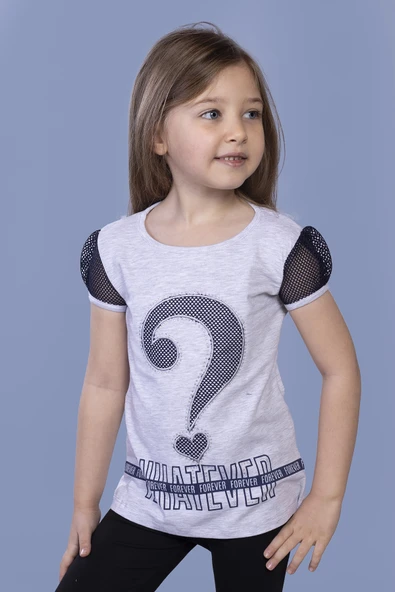 Toontoy Kız Çocuk Nakışlı Taş İşlemeli Tişört - 6