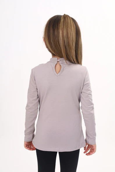 Toontoy Kız Çocuk Yakası Dantel Detaylı Tişört - Resim 4