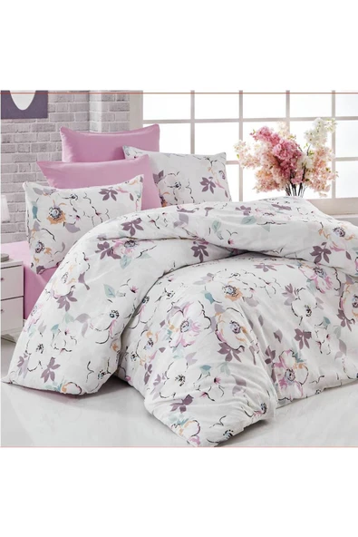 Çift Kişilik Nevresim Takımı Pamuklu Lavanta Baharı - 4