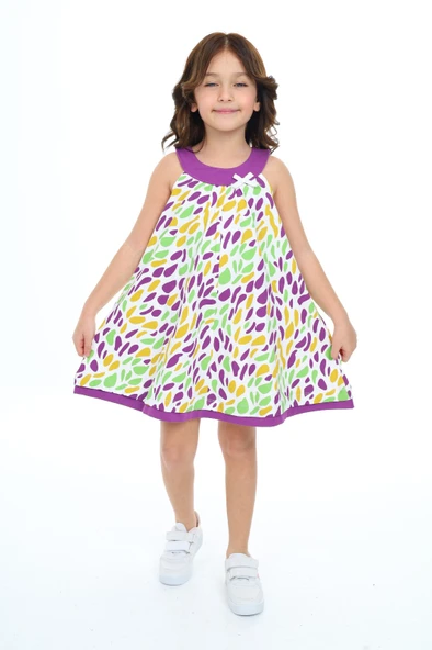 Toontoy Kız Çocuk Komple Renkli Baskılı Elbise - 9