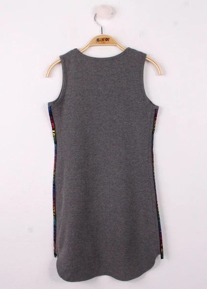 Toontoy Kız Çocuk Göğsü Yıldız Baskılı Sıfır Kol Elbise - Resim 7