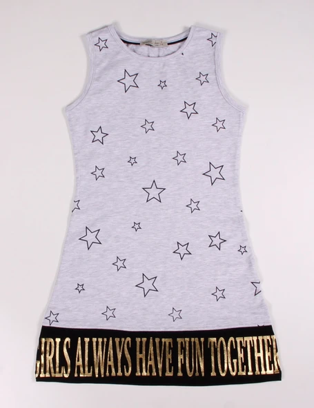 Toontoy Kız Çocuk Yıldız Baskılı Elbise - Resim 9