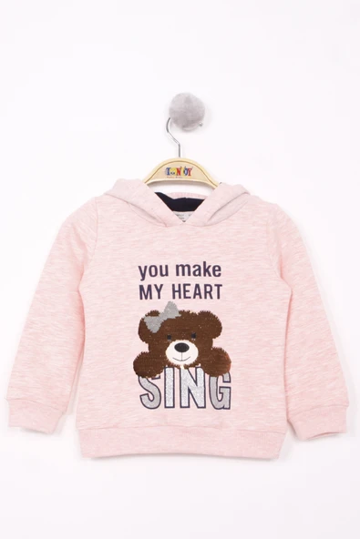 Toontoy Kız Çocuk Pullu Ayıcık Nakışlı Sweatshirt - 7