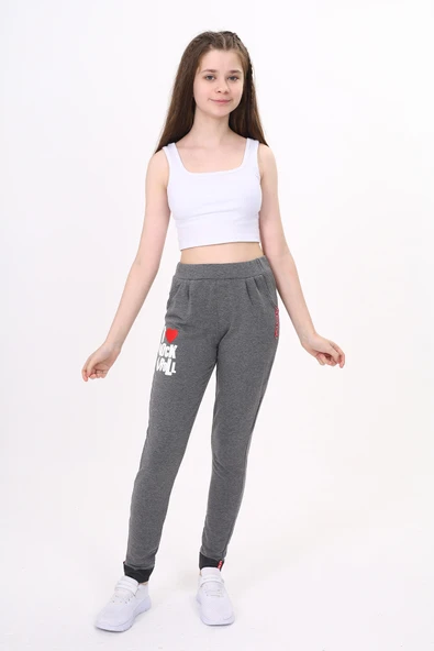 Toontoy Kız Çocuk Eşofman Alt I Rock Roll Kabartma Baskılı ürün görseli