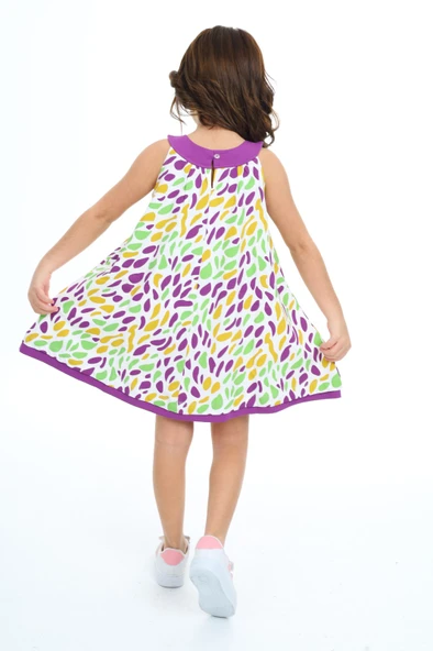 Toontoy Kız Çocuk Komple Renkli Baskılı Elbise - 11