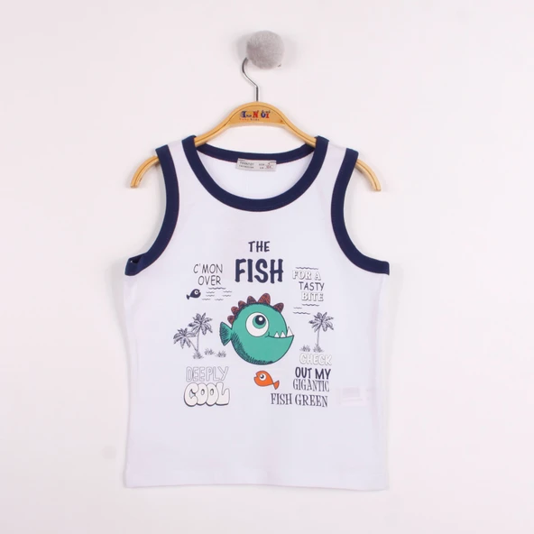 Erkek Çocuk Balık Baskılı Atlet - Resim 5