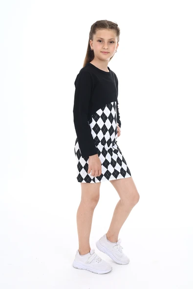 Toontoy Kız Çocuk 2li Takım Baskılı Elbise - Resim 4