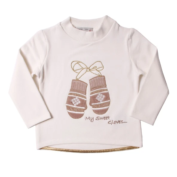Toontoy Kız Çocuk Sweatshirt Eldiven Nakışlı - 5
