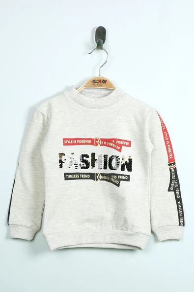 Toontoy Kız Çocuk Sweatshirt Kollari Şeritli Pullu Fashion Nakış - 7
