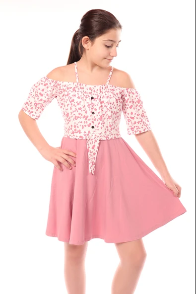 Toontoy Kız Çocuk Leopar Desenli Askılı Elbise - 5