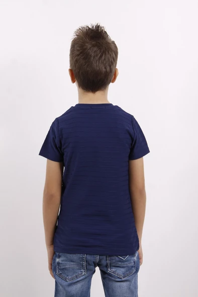 Toontoy Erkek Çocuk Flok Baskılı Örgülü Tişört - 3