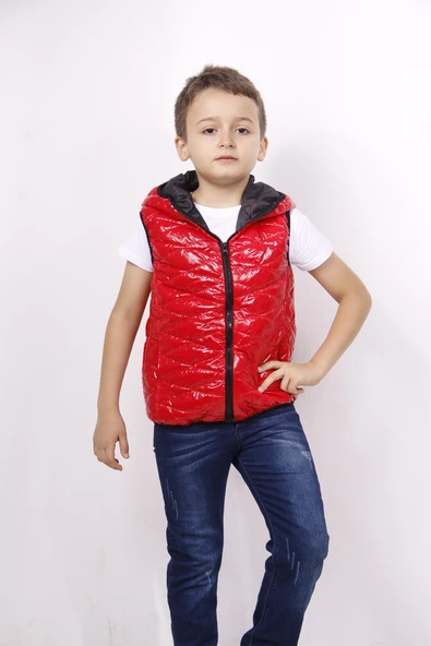 Toontoy Erkek Çocuk Kapşonlu Parlak Yelek - 12