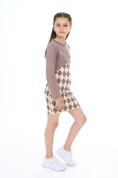 Toontoy Kız Çocuk 2li Takım Baskılı Elbise - Resim 12