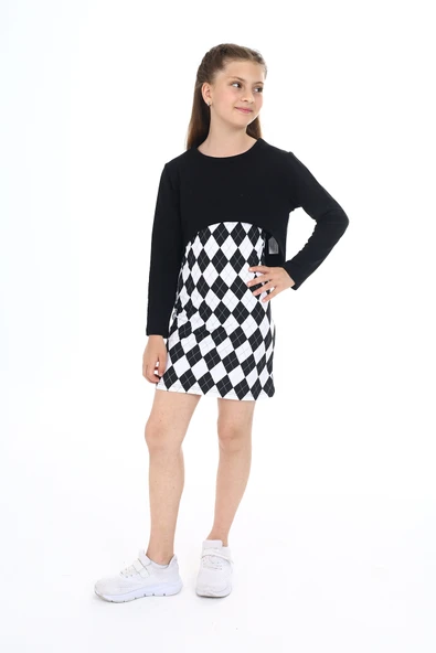 Toontoy Kız Çocuk 2li Takım Baskılı Elbise - Resim 2