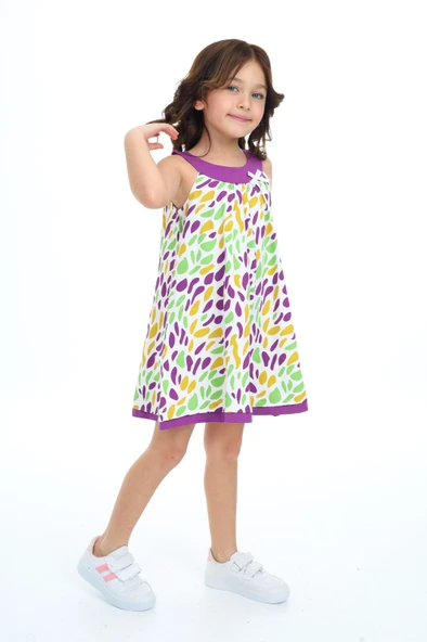 Toontoy Kız Çocuk Komple Renkli Baskılı Elbise - 10