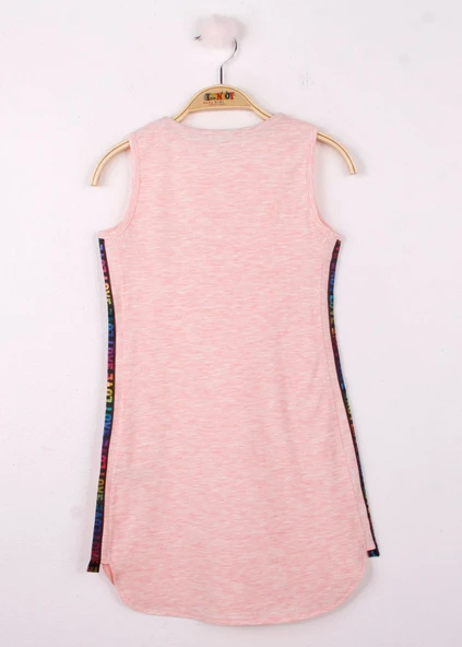 Toontoy Kız Çocuk Göğsü Yıldız Baskılı Sıfır Kol Elbise - Resim 8