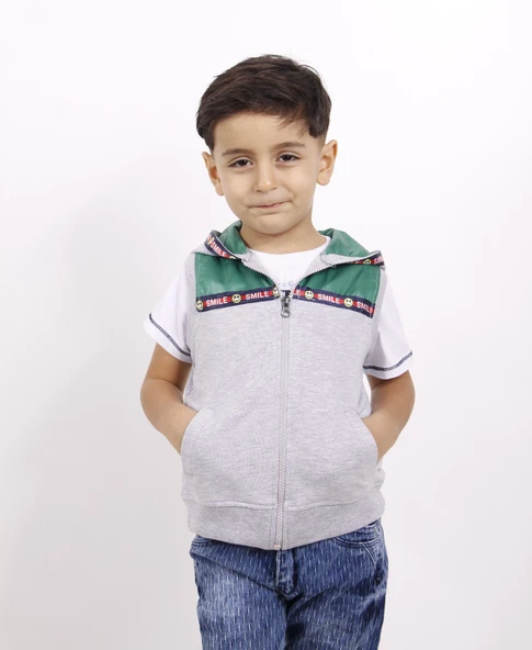 Toontoy Erkek Gülen Yüz Kapüşonlu Hırka - 11