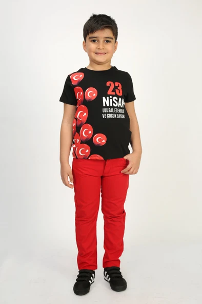 Toontoy Unisex Çocuk 23 Nisan Baskılı Tişört - 8