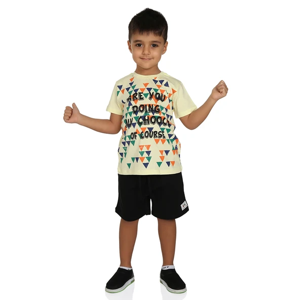 Toontoy Erkek Çocuk Renkli Baskılı Şortlu Takım - Resim 11