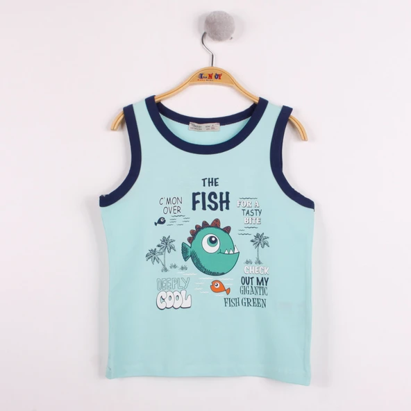 Erkek Çocuk Balık Baskılı Atlet - Resim 12