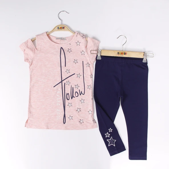 Toontoy Kız Çocuk Yıldız Baskılı  Your Dearms Yazılı Taytlı Takım - Resim 4