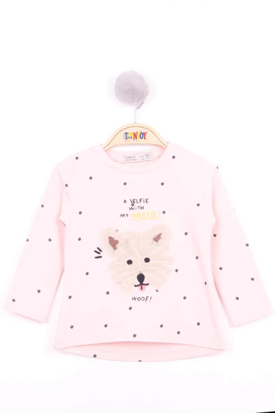Toontoy Kız Bebek Köpek Nakışlı T-Shirt