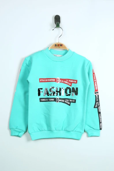 Toontoy Kız Çocuk Sweatshirt Kollari Şeritli Pullu Fashion Nakış - 11