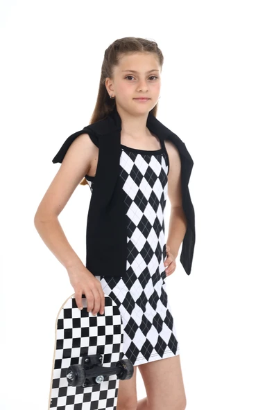 Toontoy Kız Çocuk 2li Takım Baskılı Elbise - Resim 8