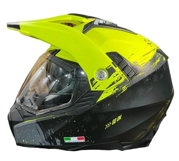 Sway Xbyc X60 Full Face Enduro Touring Adventure Kapalı Motosiklet Kaskı M Beden Kum Sarısı - Resim 2