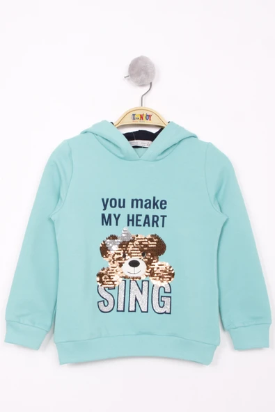 Toontoy Kız Çocuk Pullu Ayıcık Nakışlı Sweatshirt - 6
