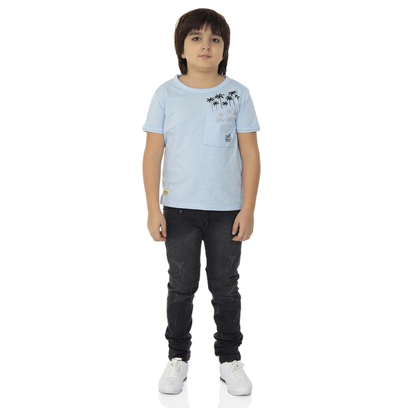 Toontoy  Erkek Çocuk T-shırt Palmiyeli Baskı - 3