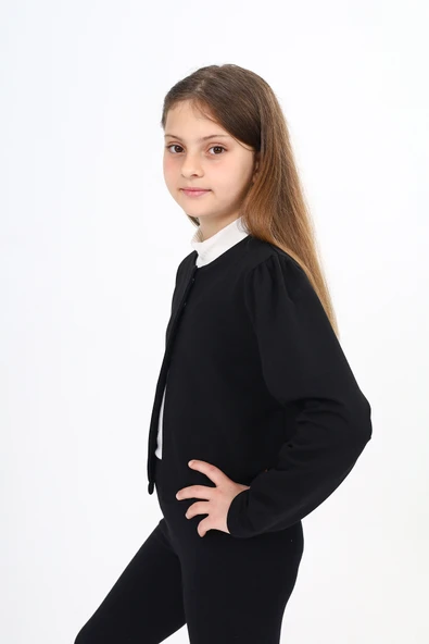 Toontoy Kız Çocuk  Çıt Çıt Detaylı Okul Hırka - 3
