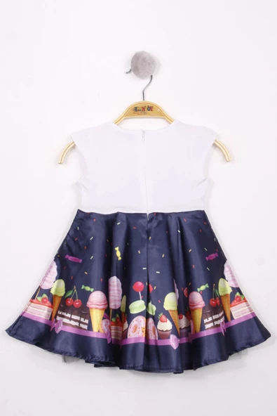 Toontoy Kız Bebek Dondurma Baskılı Elbise - 8