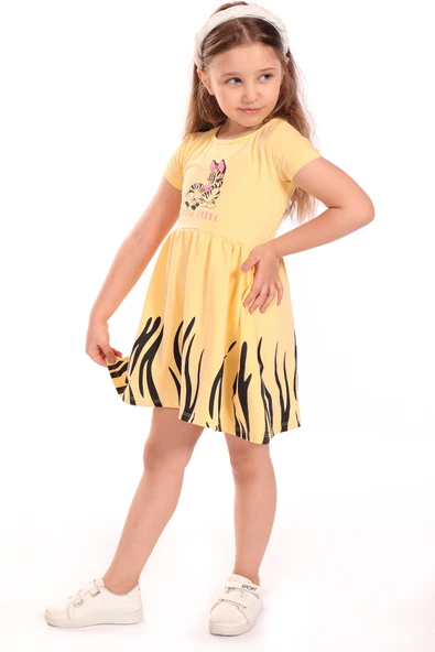 Toontoy Kız Bebek Baskılı Elbise