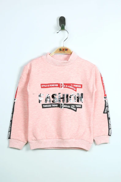 Toontoy Kız Çocuk Sweatshirt Kollari Şeritli Pullu Fashion Nakış - 10