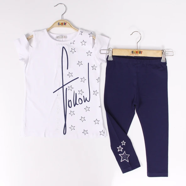 Toontoy Kız Çocuk Yıldız Baskılı  Your Dearms Yazılı Taytlı Takım - Resim 2