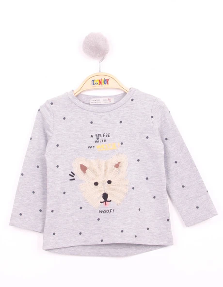 Toontoy Kız Bebek Köpek Nakışlı T-Shirt - 10