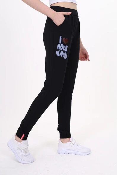 Toontoy Kız Çocuk Eşofman Alt I Rock Roll Kabartma Baskılı - Resim 7