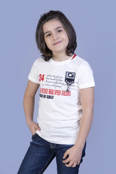 Erkek Çocuk Baskılı Arma Detaylı Tişört - 11
