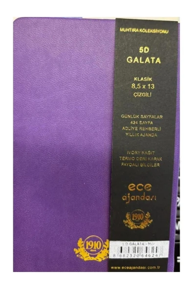 Ece Ajandası 5d Galata 2025 8,5X13 Günlük Ajanda Çizgili Mor - Resim 2