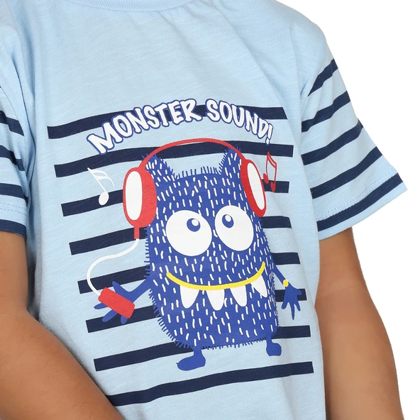 Toontoy Erkek Çocuk Canavar Baskılı Şortlu Takım - 4