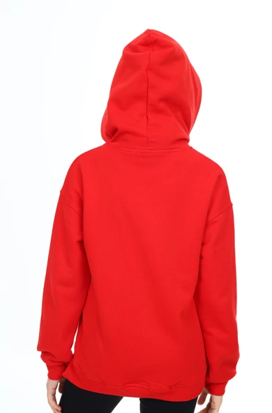 Toontoy Kız Çocuk Kapüşonlu Fermuarlı Düşük Omuz Nakış Baskılı Yırtmaç Detaylı Örme Hırka - 3 İplik Şardonsuz - 9