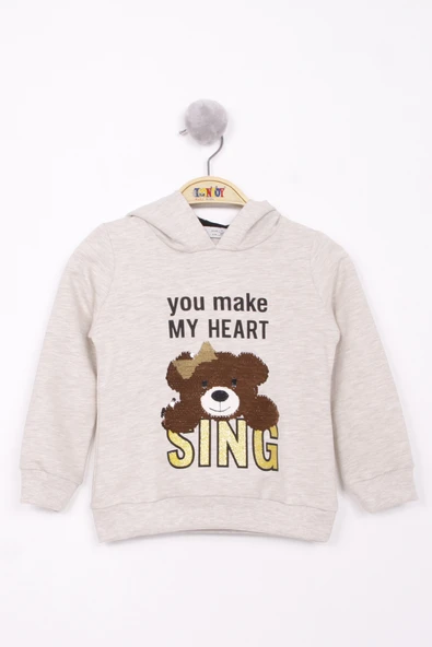 Toontoy Kız Çocuk Pullu Ayıcık Nakışlı Sweatshirt - 5