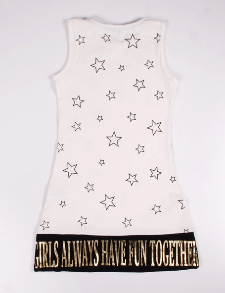 Toontoy Kız Çocuk Yıldız Baskılı Elbise - Resim 5